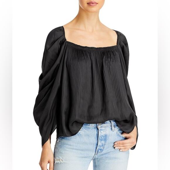 Kobi Halperin Dina Pleated Square-Neck Blouse Size XS - Picture 1 of 7